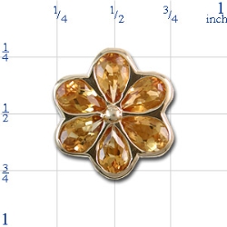 AC382 14K SLIDE WITH BEELZ PEAR SHAPE CITRINE - FLOWER DESIGN 